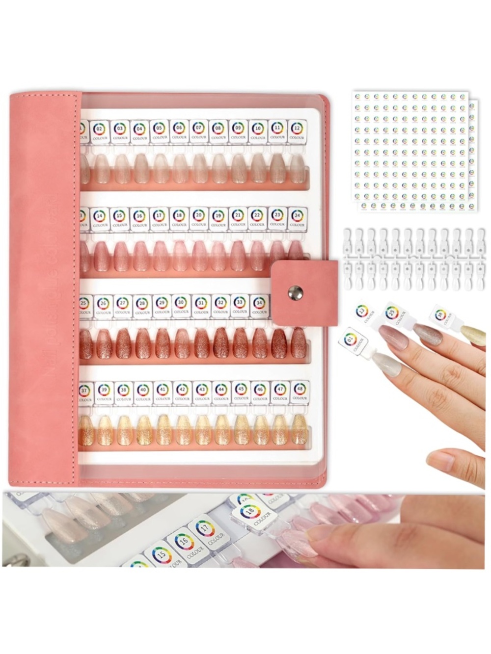 Pink Magnetic Nail Color Swatch Display Book